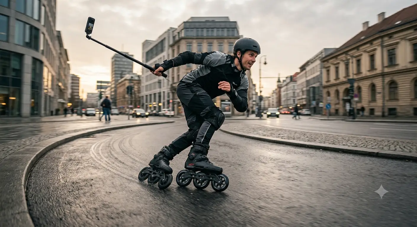 คนเล่น Powerslide Next 125mm ติดกล้อง 360 องศาถ่าย Street Skating
