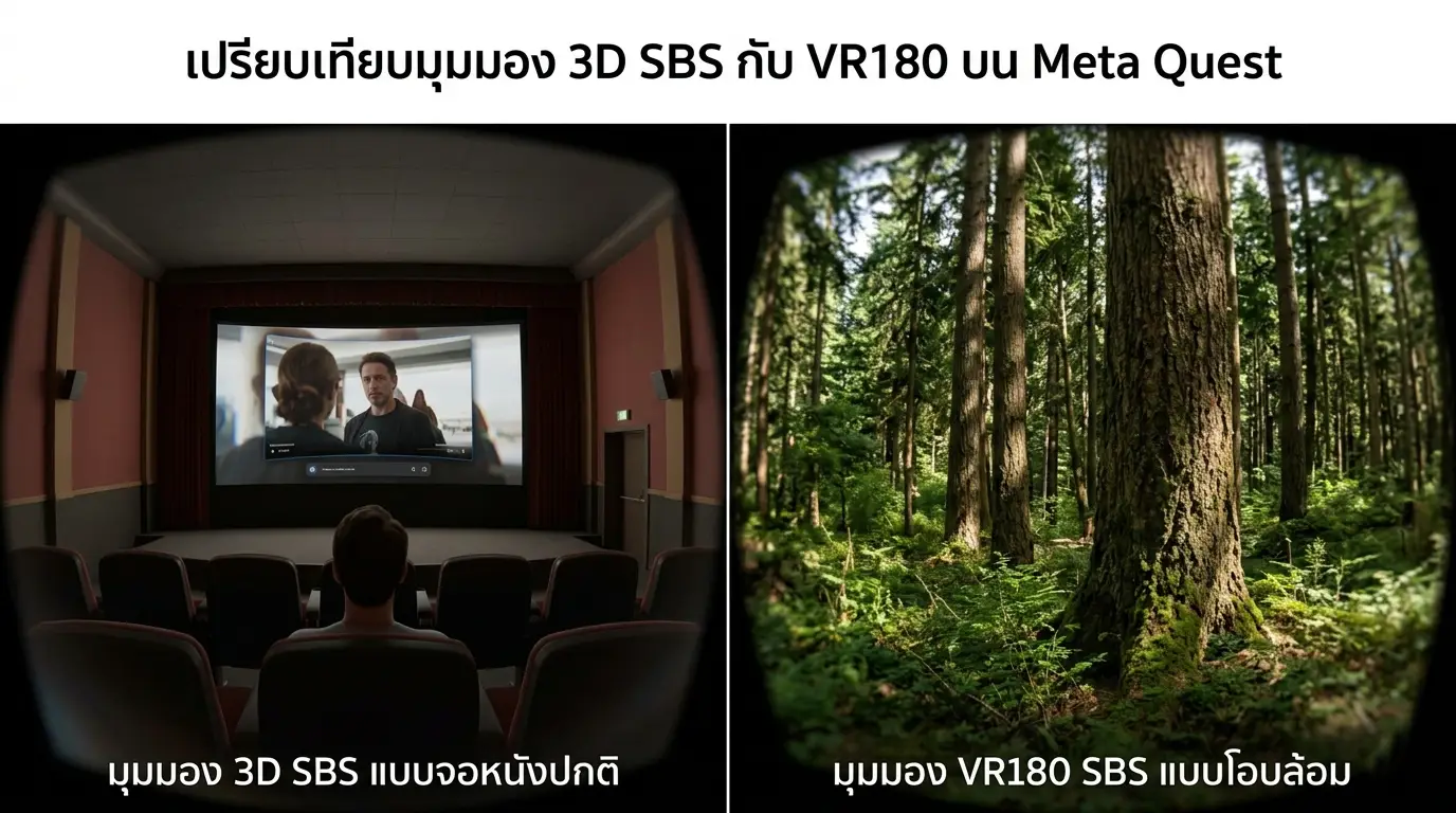 compare-3d-sbs-vs-vr180-meta-quest เปรียบเทียบมุมมองการดูวิดีโอ 3D SBS และ VR180 บน Meta Quest
