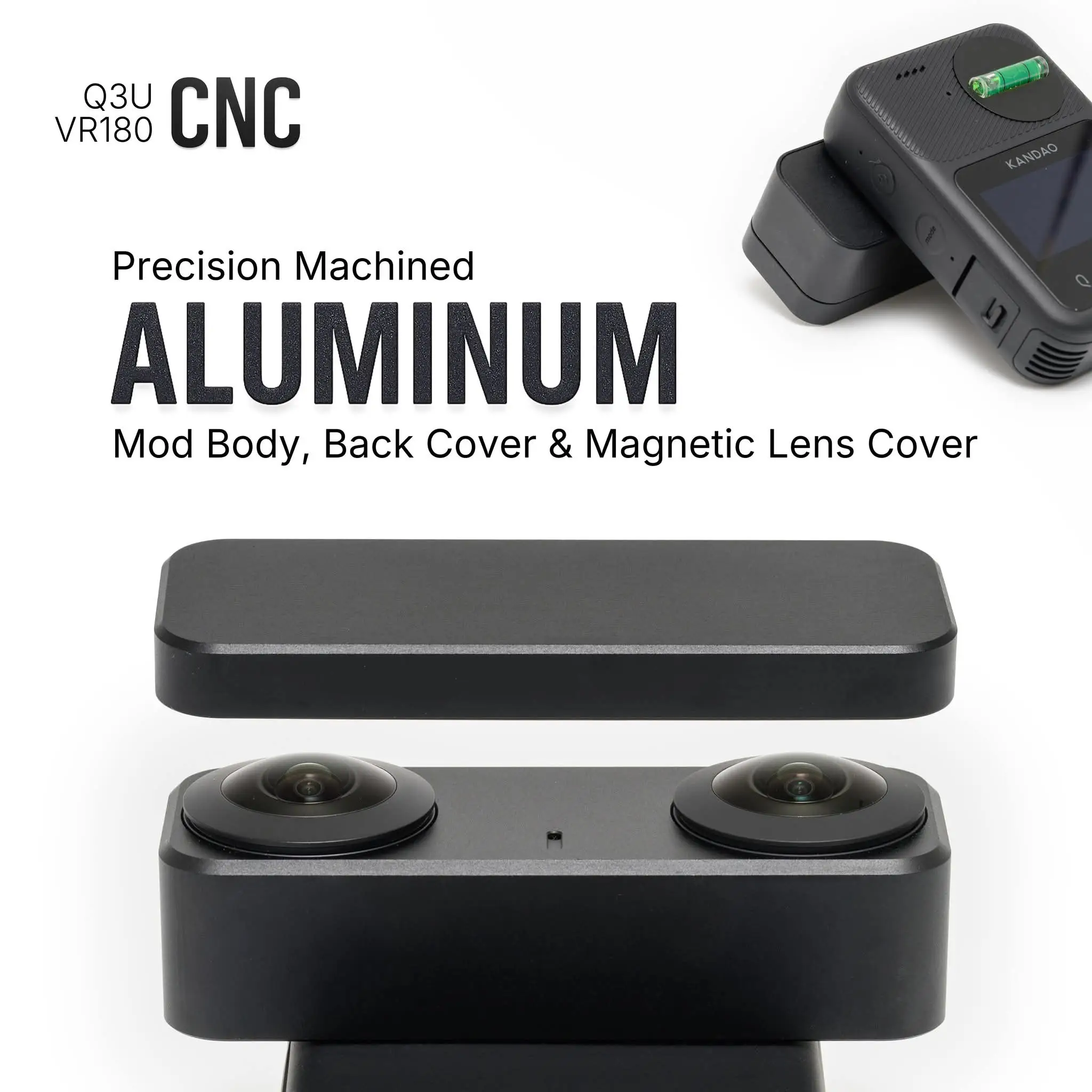 กล้อง 3D VR180 บอดี้อลูมิเนียม CNC พร้อมฝาปิดเลนส์แม่เหล็ก โปรเจกต์ Mod อัปเกรด Kandao Qoocam EGO